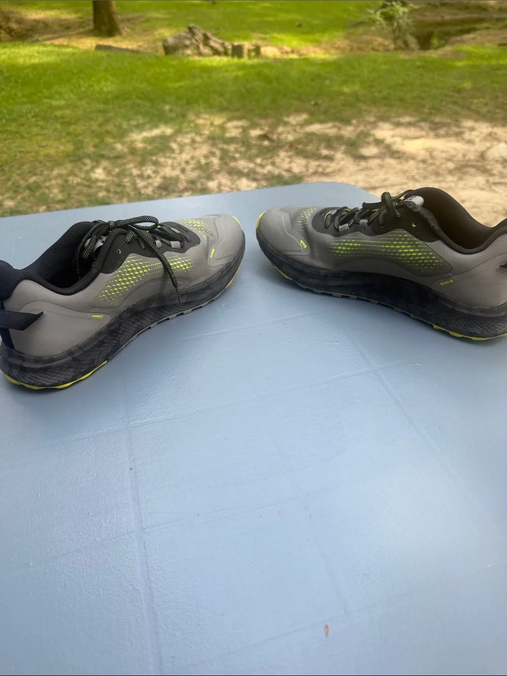Under Armour Grey with Neon Yellow Accent Men's Running Sneakers